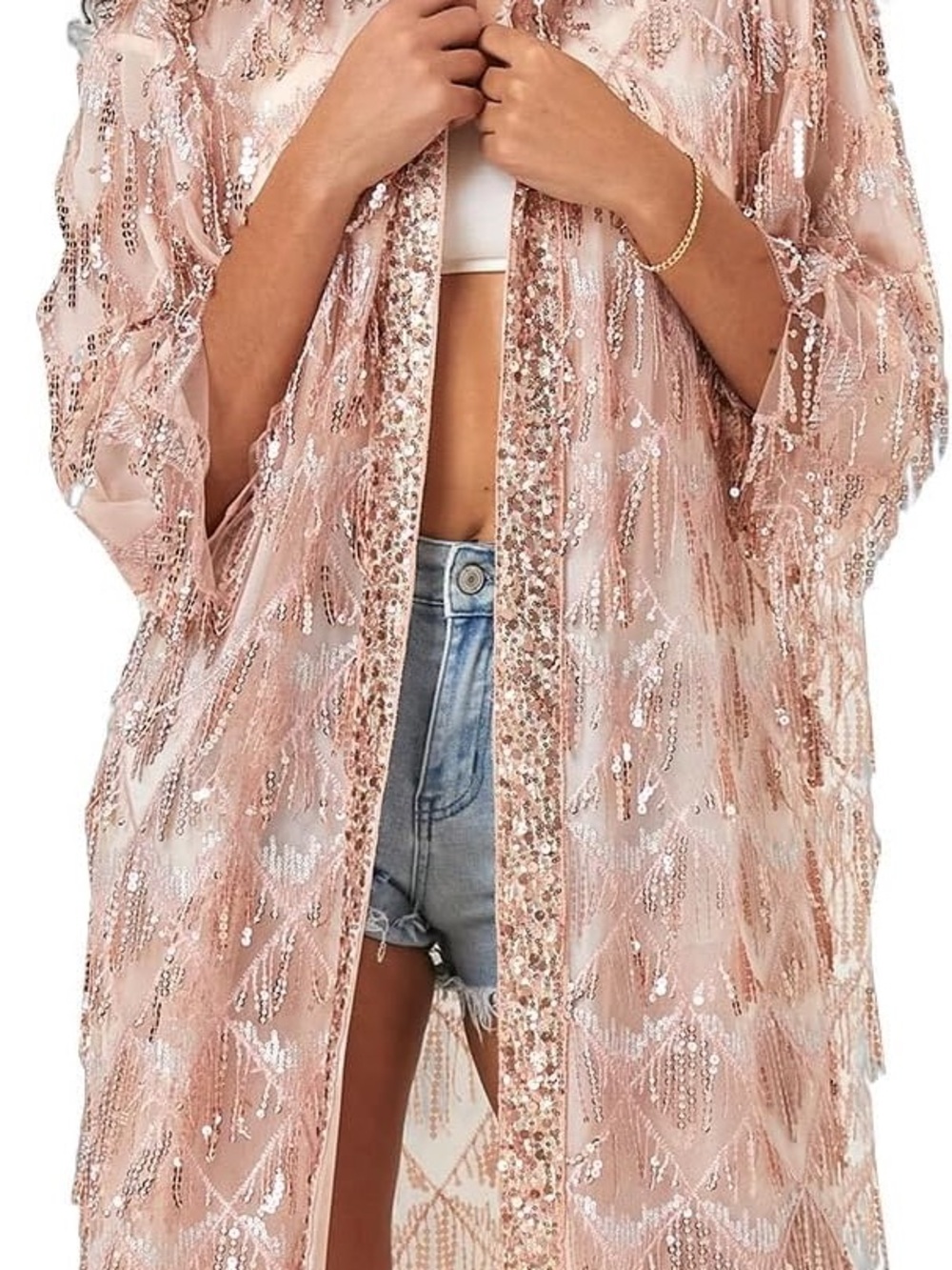 Sequin Rose Gold Beach Kimono